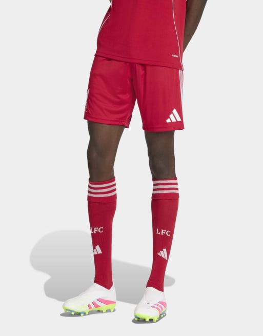 Pantalones cortos rojo fresa con diseño de la primera equipación del Liverpool FC 25/26 de adidas Performance