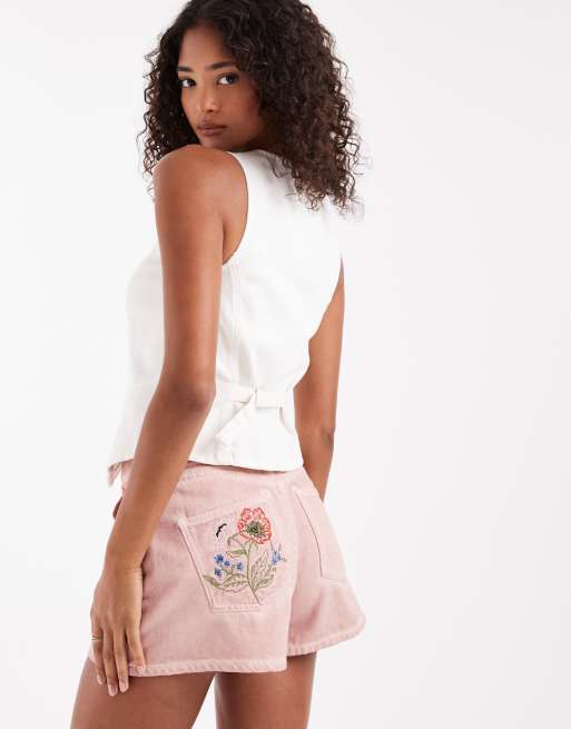 Pantalones cortos rosa lavado con detalle bordado de ASOS DESIGN, 3 de 5
