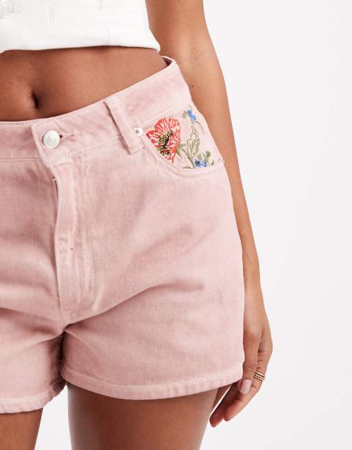 Pantalones cortos rosa lavado con detalle bordado de ASOS DESIGN, 4 de 5