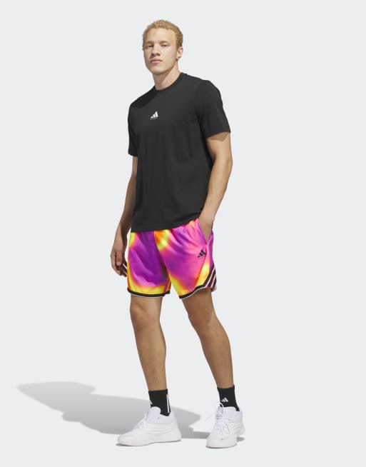 Pantalones cortos rosa neón y amarillos estampados Crazy Lite de adidas Performance, 2 de 4