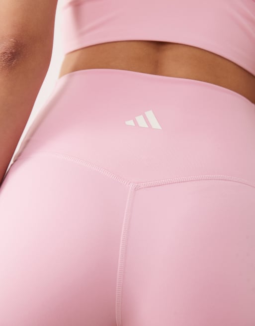 Pantalones cortos rosas ajustados con detalle de tres rayas Studios de adidas Performance, 5 de 5
