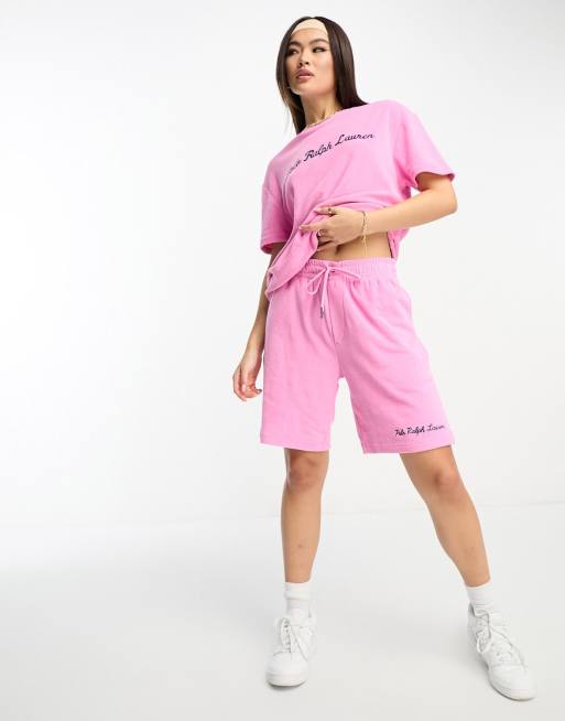 Pantalones cortos rosas con logo de felpa de rizo de la colaboración exclusiva de Polo Ralph Lauren x ASOS