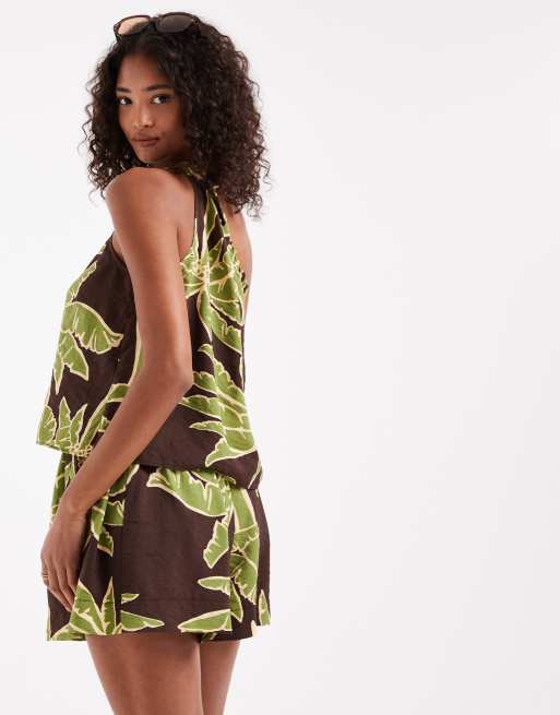 Pantalones cortos sin cierres con estampado de palmeras de ASOS DESIGN (parte de un conjunto), 4 de 4