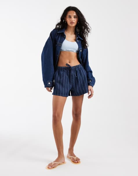 Pantalones cortos vaqueros a rayas sin cierres de ASOS DESIGN - view 1