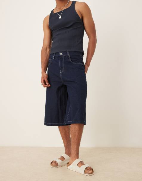 Pantalones cortos vaqueros azul añil de corte alargado de ASOS DESIGN - view 1