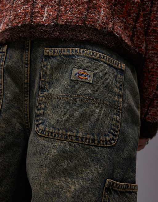 Pantalones cortos vaqueros azul añil de corte suelto con lavado amarillo Madison de Dickies, 3 de 5