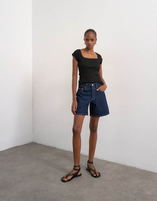 Pantalones cortos vaqueros azul añil enjuagado Editor de Topshop