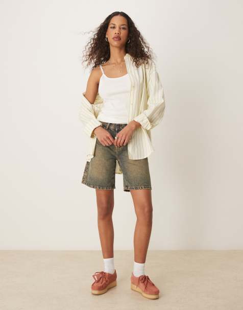 Pantalones cortos vaqueros azul añil sueltos con lavado amarillo desgastado Herndon de Dickies - view 1