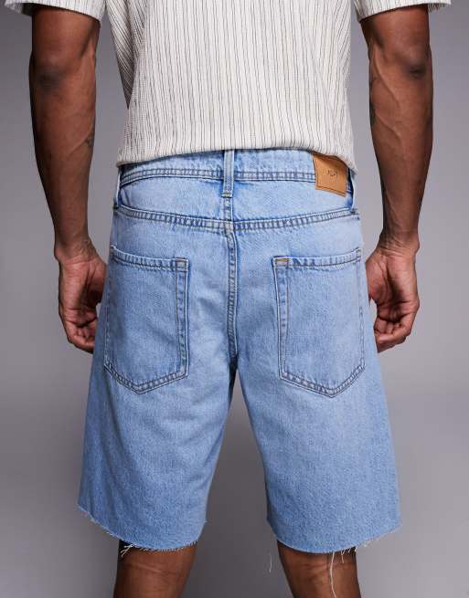 Pantalones cortos vaqueros azul claro de corte ancho con bajos sin rematar de ADPT, 5 de 5