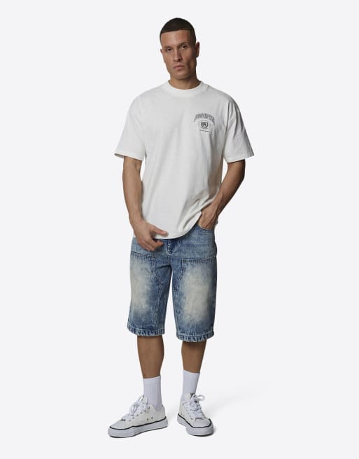 Pantalones cortos vaqueros azul lavado holgados de estilo carpintero de Good For Nothing, 3 de 4