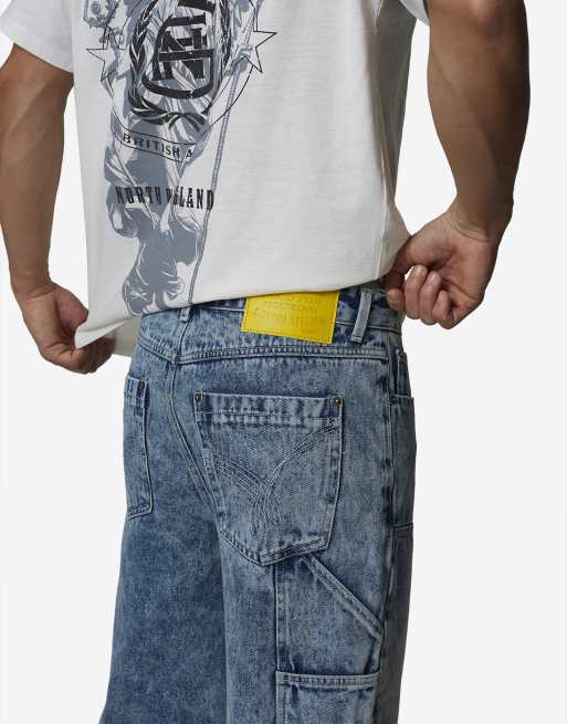 Pantalones cortos vaqueros azul lavado holgados de estilo carpintero de Good For Nothing, 4 de 4