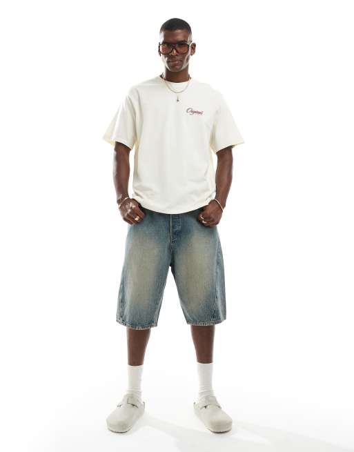 Pantalones cortos vaqueros azul medio con detalle de costura Ron de Jack & Jones