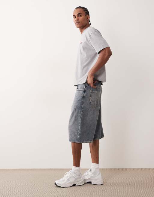 Pantalones cortos vaqueros azul medio descolorido de corte alargado Ron de Jack & Jones, 3 de 5