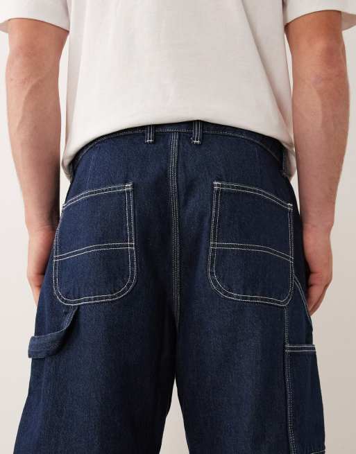 Pantalones cortos vaqueros azul oscuro holgados de estilo carpintero Alex de Jack & Jones, 5 de 5