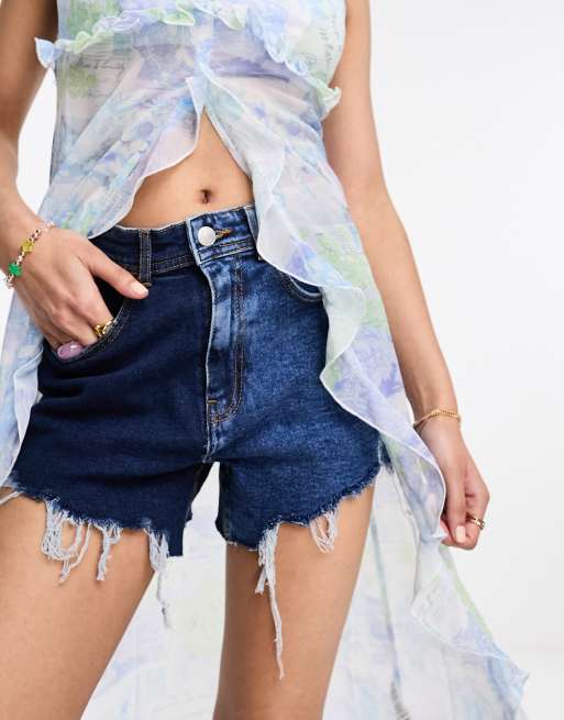 Pantalones cortos vaqueros azules con diseño en dos tonos de Noisy May