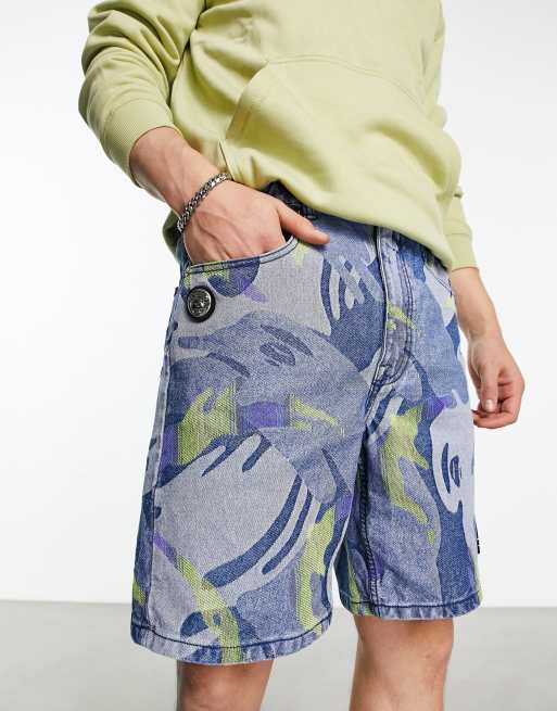 Pantalones cortos vaqueros azules con estampado de camuflaje de AAPE BY A BATHING APE®