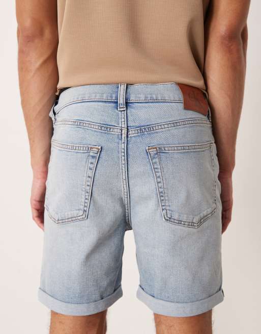 Pantalones cortos vaqueros azules con lavado claro de Calvin Klein Jeans, 4 de 5