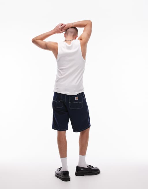 Pantalones cortos vaqueros azules de corte alargado con lavado oscuro Simple de Carhartt WIP, 2 de 5