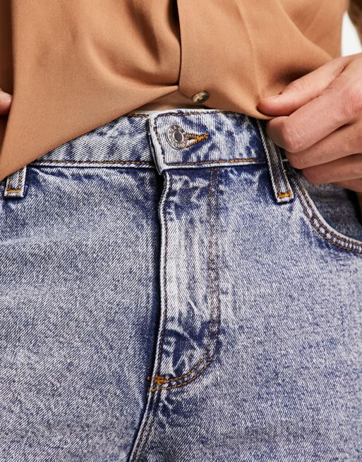 Pantalones vaqueros cortos de corte slim vintage en azul lavado medio con  rotos de ASOS DESIGN