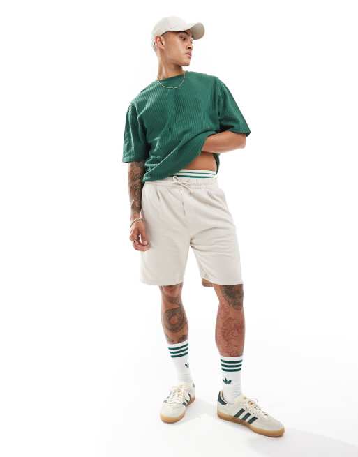Pantalones cortos vaqueros beis con cordón ajustable en la cintura de Jack & Jones