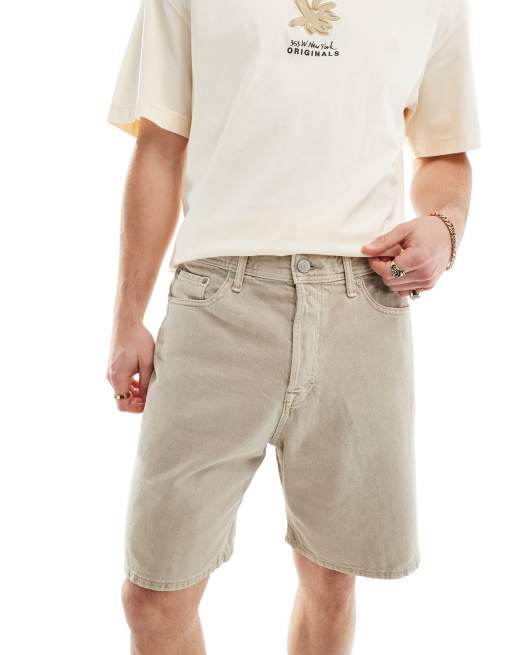 Pantalones cortos vaqueros beis de corte recto de Jack & Jones