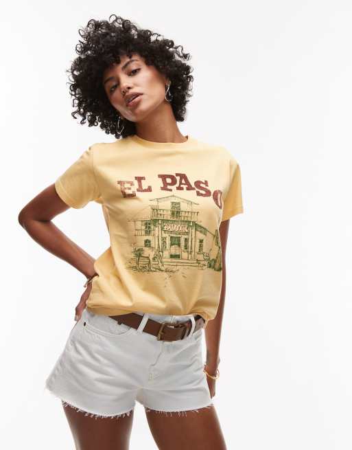Pantalones cortos vaqueros blanco hueso de corte acampanado de Topshop