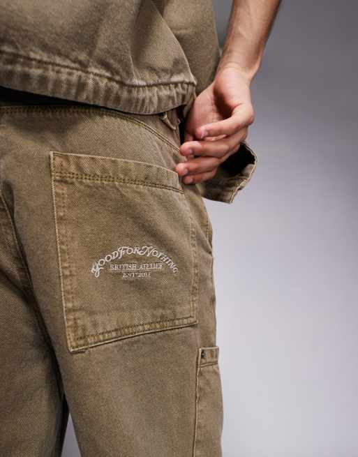 Pantalones cortos vaqueros cargo marrón lavado de Good For Nothing (parte de un conjunto), 3 de 5
