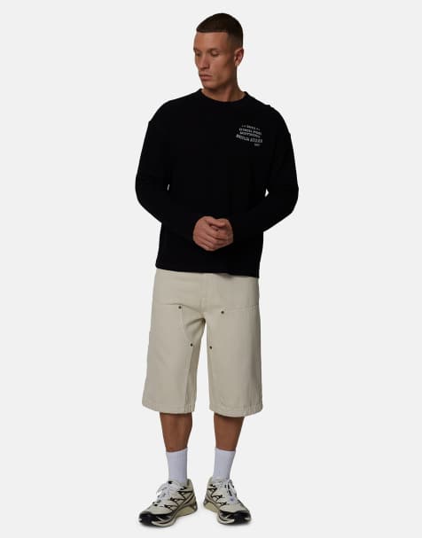 Pantalones cortos vaqueros color crema holgados de estilo carpintero de Good For Nothing - view 1