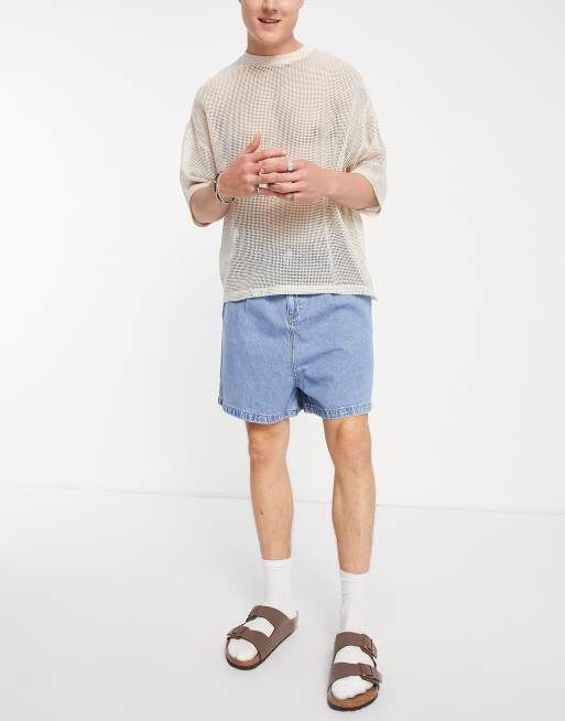 Pantalones cortos vaqueros con lavado medio y pinzas delanteras de ASOS DESIGN, 4 de 4