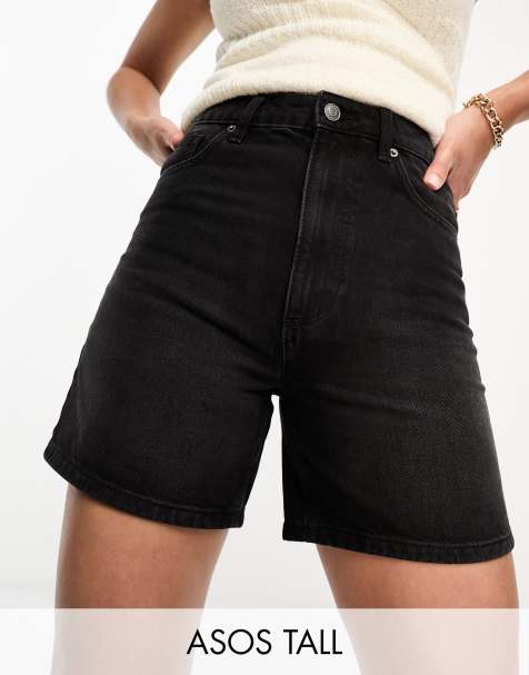 nuevo talle alto vaqueros pantalones cortos Mujer Encaje Negro Cintura Jean