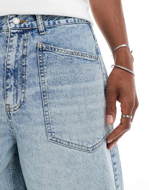 Pantalones cortos vaqueros de corte alargado con lavado azul claro desgastado de ASOS DESIGN, 2 de 5