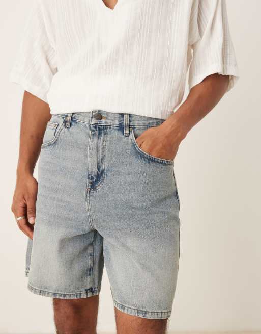 Pantalones cortos vaqueros de corte alargado estándar con lavado claro de ASOS DESIGN, 3 de 5