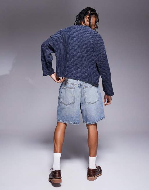 Pantalones cortos vaqueros de corte estándar con lavado azul claro tintado de ASOS DESIGN, 2 de 5