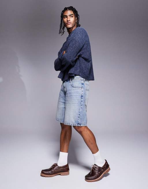 Pantalones cortos vaqueros de corte estándar con lavado azul claro tintado de ASOS DESIGN, 3 de 5