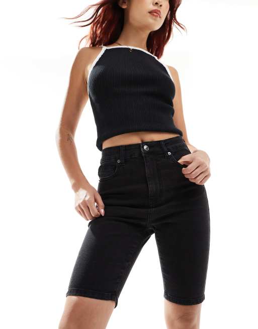Pantalones cortos vaqueros de corte pitillo con lavado negro de Don't Think Twice