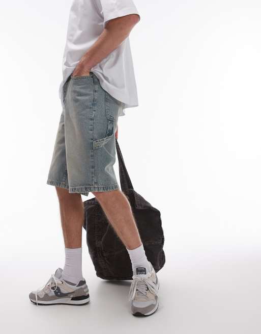 Pantalones cortos vaqueros de corte suelto alargado con tintado vintage de Topman
