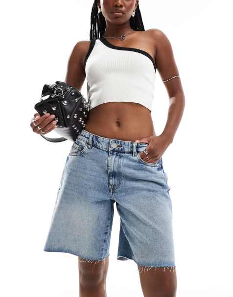 Pantalones cortos vaqueros de corte suelto y talle alto con lavado azul claro de Noisy May - view 1