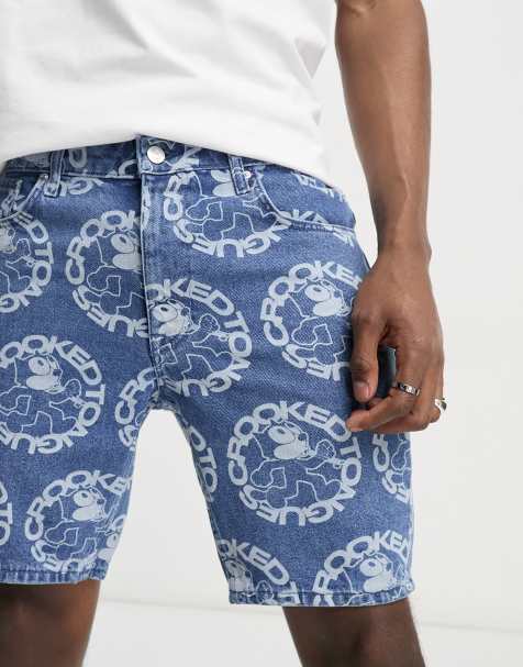 Pantalones cortos vaqueros de largo estándar con diseño estampado de Crooked Tongues x Felix the Cat - view 1