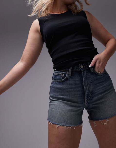 Pantalones cortos vaqueros descoloridos cómodos elásticos de Topshop Hourglass - view 1