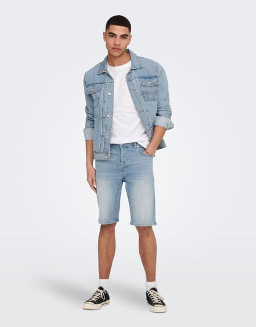 Pantalones cortos vaqueros en azul claro de Only & Sons