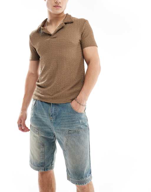 Pantalones cortos vaqueros estilo carpintero con lavado azul envejecido de Good For Nothing