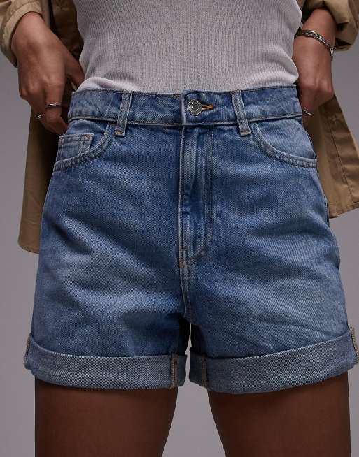 Pantalones cortos vaqueros mom azul claro de Mango ASOS