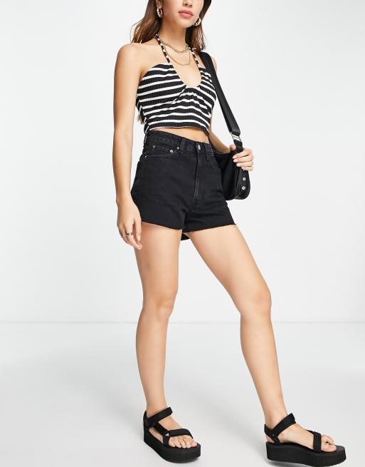 Pantalones cortos vaqueros negro descolorido Rowe de Weekday, 4 de 4