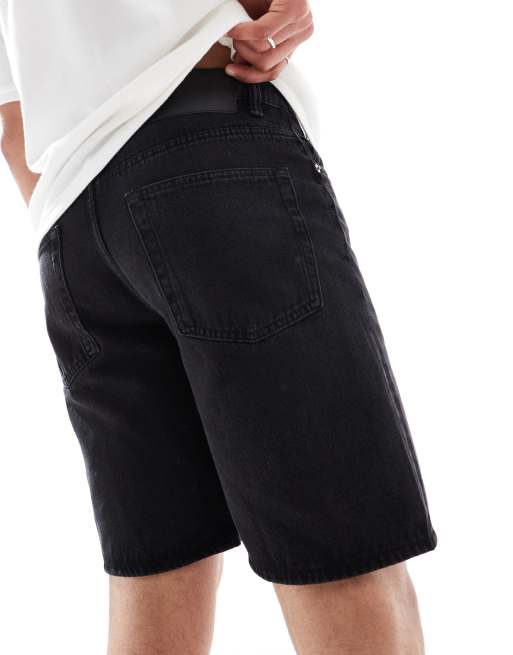 Pantalones cortos vaqueros negro lavado de corte recto Edge de ONLY & SONS , 2 de 5