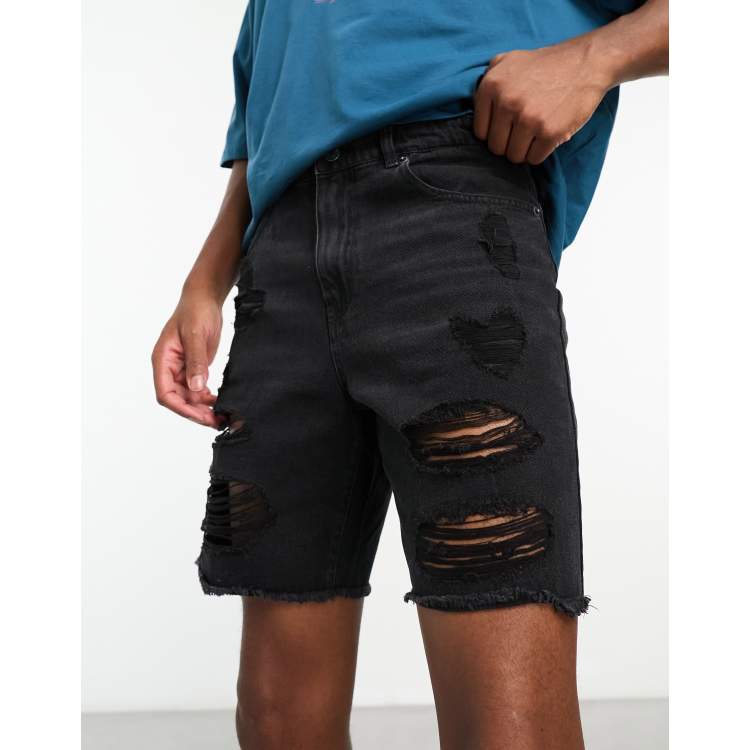 Pantalones vaqueros cortos negros clearance