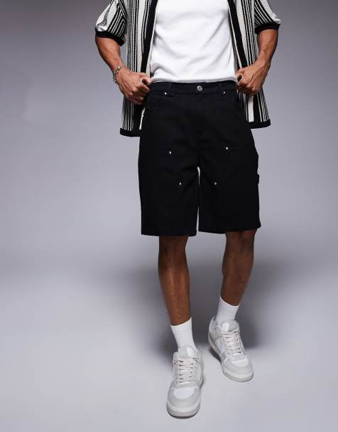 Pantalones cortos vaqueros negros de estilo carpintero de The Couture Club - view 1
