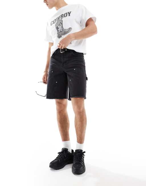 Pantalones cortos vaqueros negros de estilo worker de Sixth June