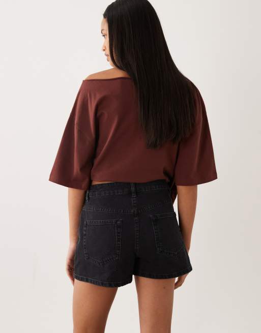 Pantalones cortos vaqueros negros de talle alto de ASOS DESIGN, 5 de 5