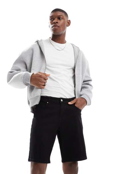 Pantalones cortos vaqueros negros entallados de largo estándar de ASOS DESIGN - view 1