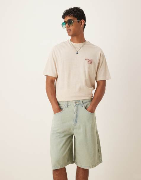 Pantalones cortos vaqueros verdes de corte alargado con acabado tintado de ASOS DESIGN - view 1